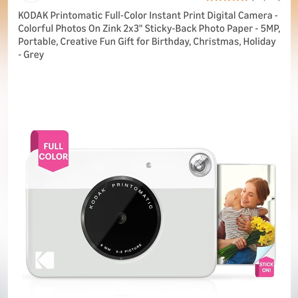 Kodak Printomatic Instant Camera - White and Black